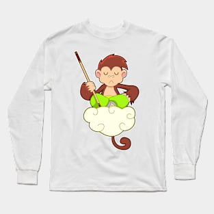 Monkey in Cross legged on Clouds Long Sleeve T-Shirt